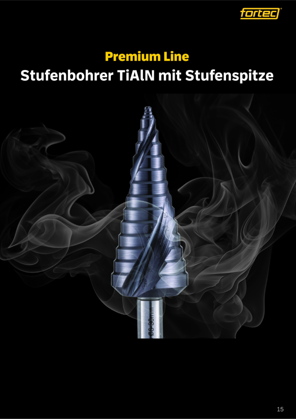 Fortec Stufenbohrersatz, HSS, mit TiAIN Beschichtung und fortec® Stufenspitze FT70010