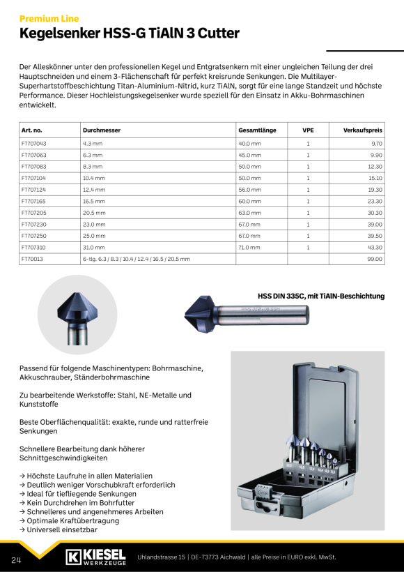 Fortec® Premium Line Kombi-Gewindebohrer mit TiAlN-Stufenspitze M6 FT732060