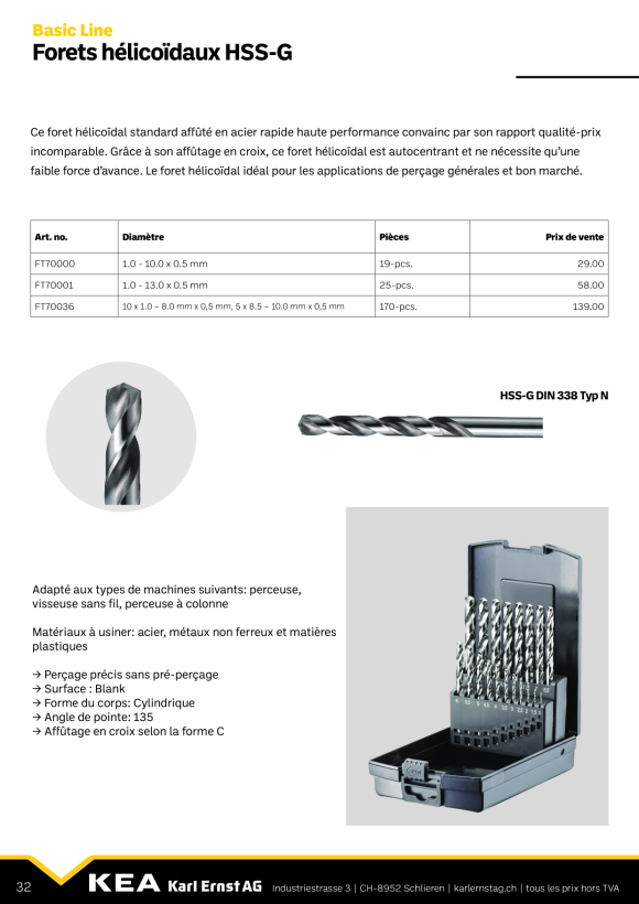 Fortec Spiralbohrer HSS-G DIN 338 Typ N 4.2 mm FT701042