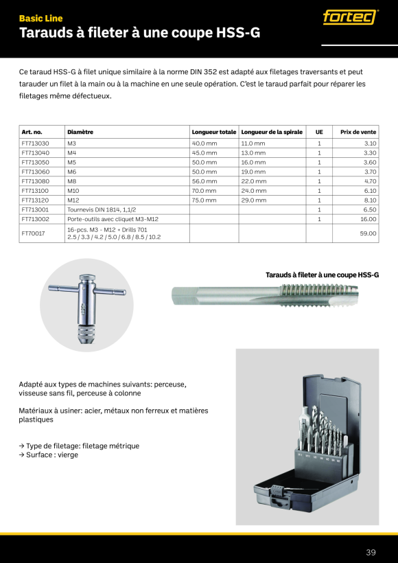 Fortec Einschnittgewindebohrer HSS-G Form B, M12 FT713120