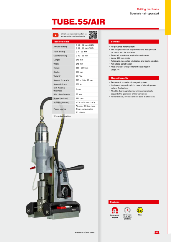 Euroboor Magnetic drilling machine Ø200 220V 11200204140004