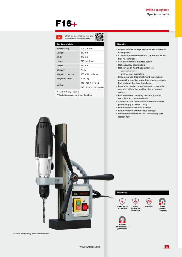 Euroboor Magnetic drill stand 110V UK 11000113102004