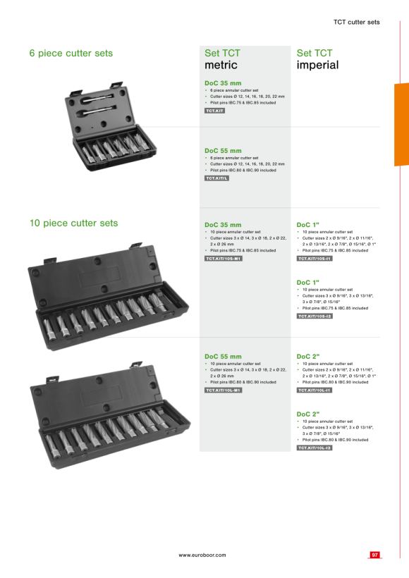 Euroboor HMLU kit 10 pcs Imperial 30525431031004