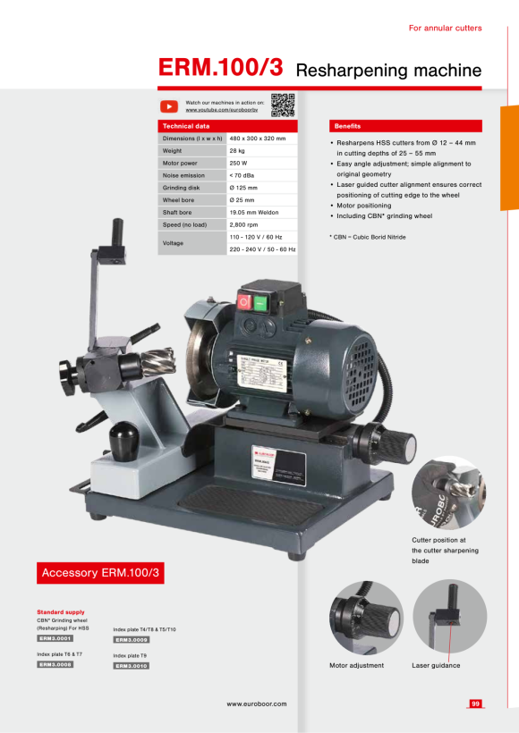 Euroboor TRCS.350S Kernbohrer, TCT, D 35 mm, DoC 25 mm, Weldon. 23102503501004