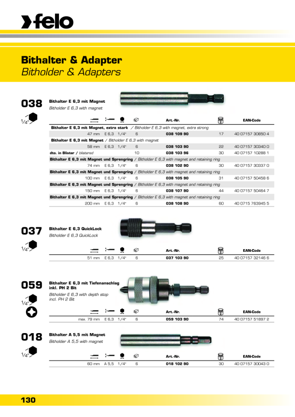 Felo  Bithalter SDS mit Magnet 1/4? 98 mm 00005810290
