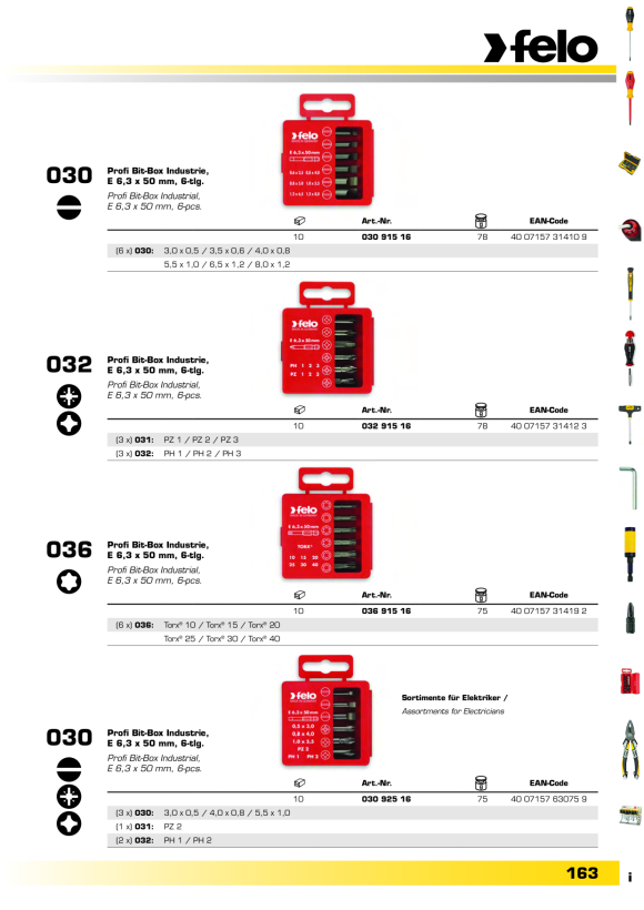 Felo  Bit E 6,3 Industrie Schlitz SL 8,0 x 1,2 x 50 00003080510
