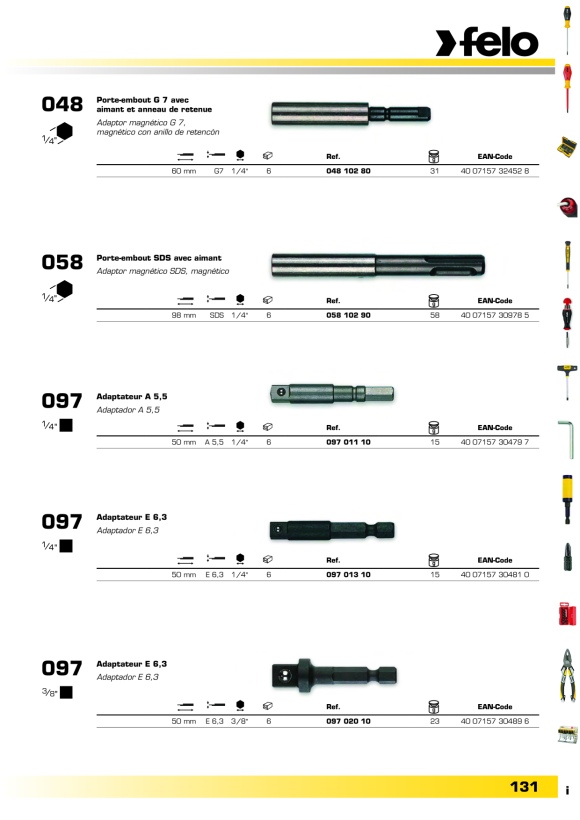 Felo  Bithalter SDS mit Magnet 1/4? 98 mm 00005810290