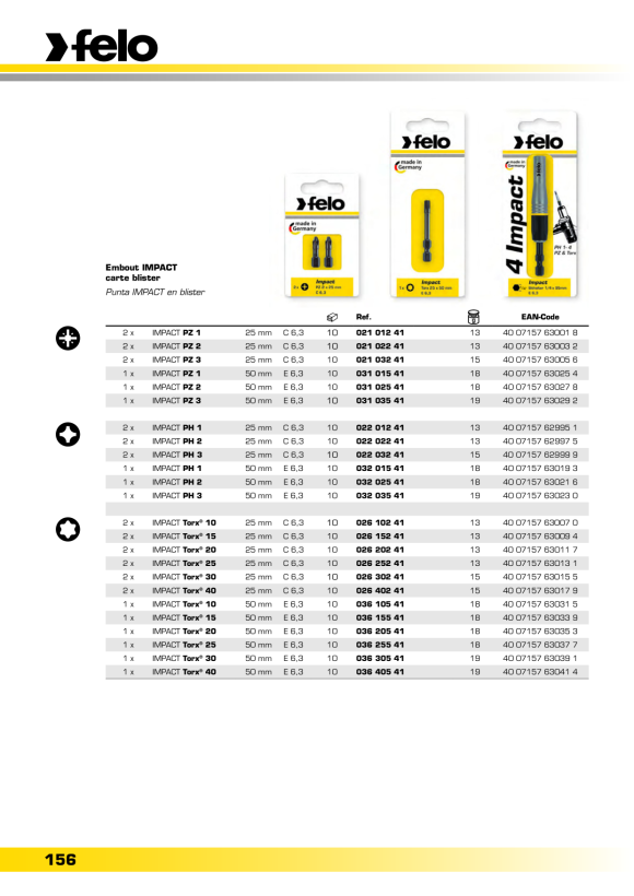 Felo  Bit C 6,3 IMPACT TORX® T 20 x 25 2-tlg. Box 00002620241