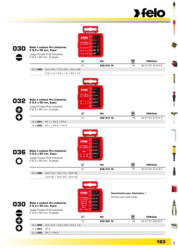 Felo  Bit E 6,3 Industrie Schlitz SL 8,0 x 1,2 x 50 00003080510