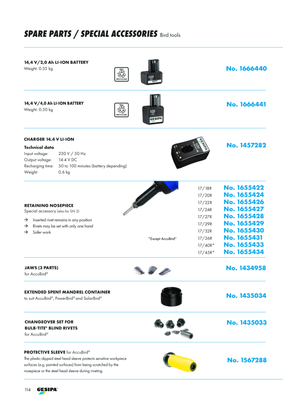 Gesipa Li-Ion Akku 14,4V / 2,0 Ah 1666440
