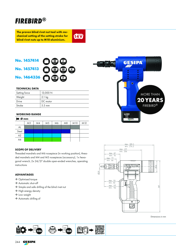 Gesipa Gewindedorn M 3 für FireBird 1435052