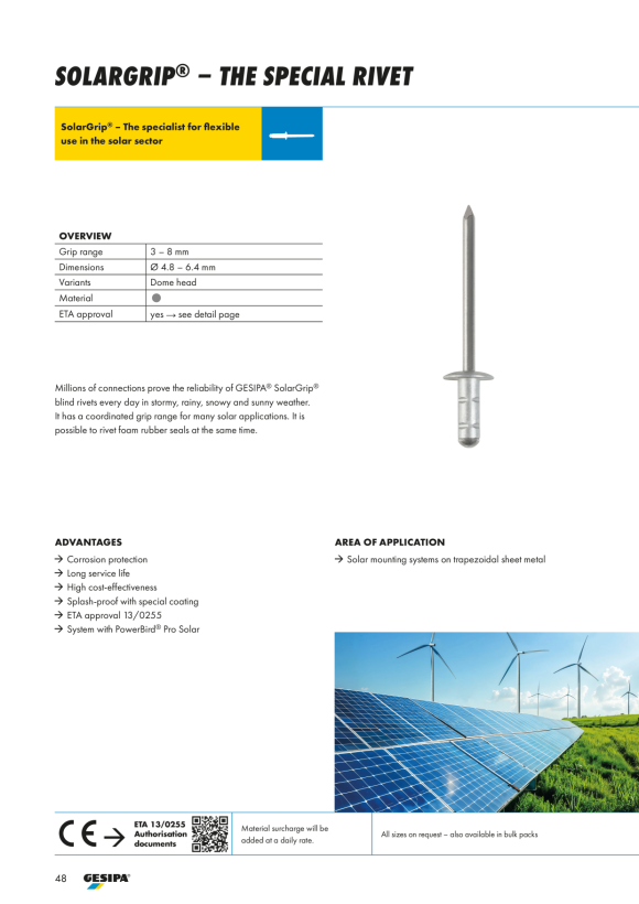 Gesipa SolarGrip Alu/Niro Großkopf 4,8 x 12 K 11,4 silber 1433905