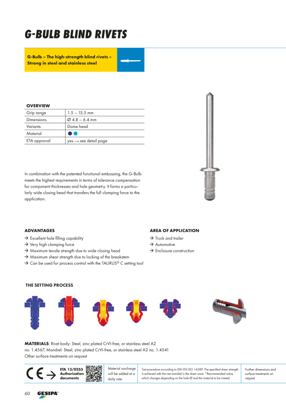 Gesipa G-Bulb A2-Edelstahl Flachrundkopf 4,8 x 10 1456426