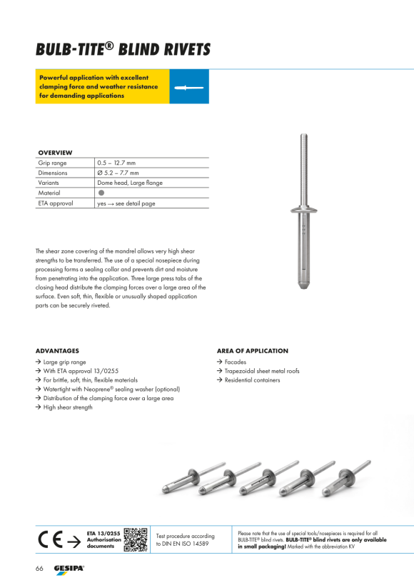 Gesipa BULB-TITE Blindniete Alu/Alu Flachrundkopf 5,2 x 19,1 1455606