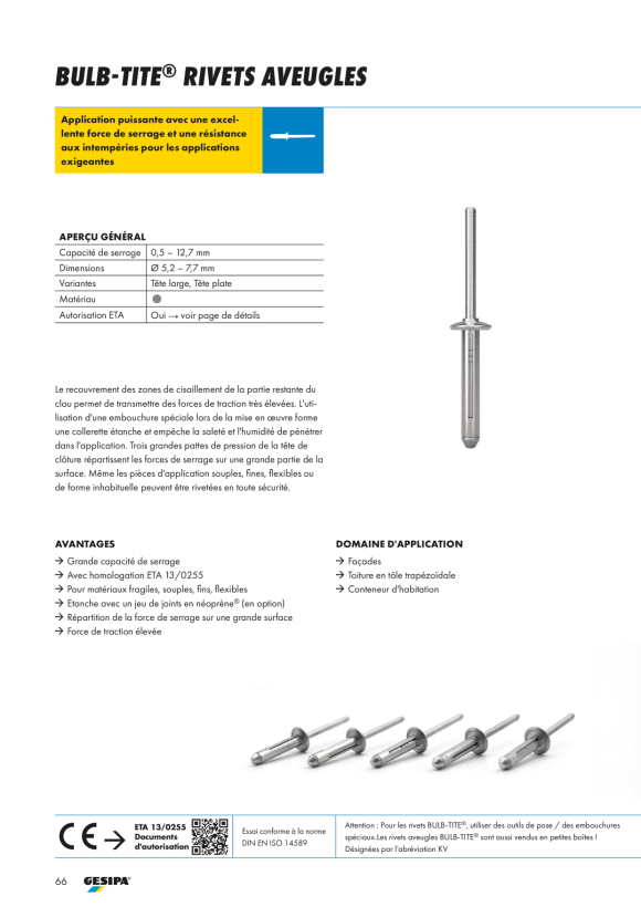 Gesipa BULB-TITE Blindniete Alu/Alu Flachrundkopf 5,2 x 19,1 1455606