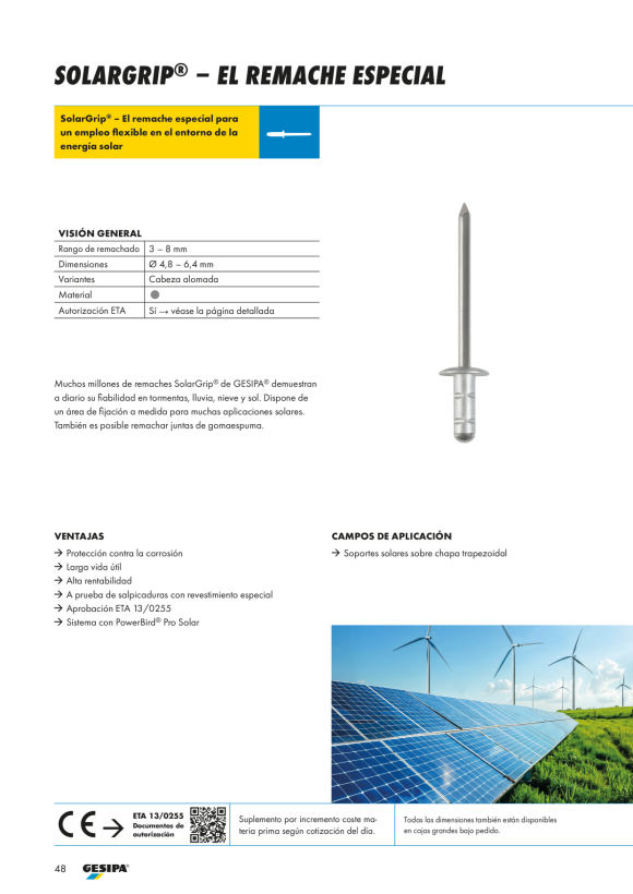 Gesipa SolarGrip Alu/Niro Großkopf 4,8 x 12 K 11,4 silber 1433905