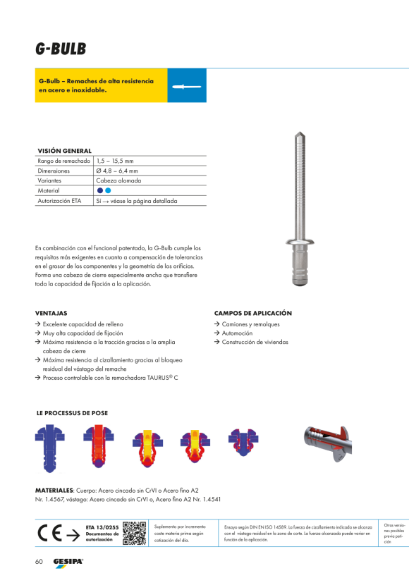 Gesipa G-Bulb A2-Edelstahl Flachrundkopf 4,8 x 10 1456426