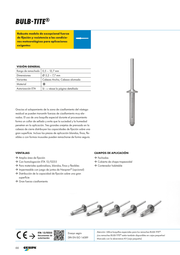 Gesipa BULB-TITE Blindniete Alu/Alu Flachrundkopf 5,2 x 19,1 1455606