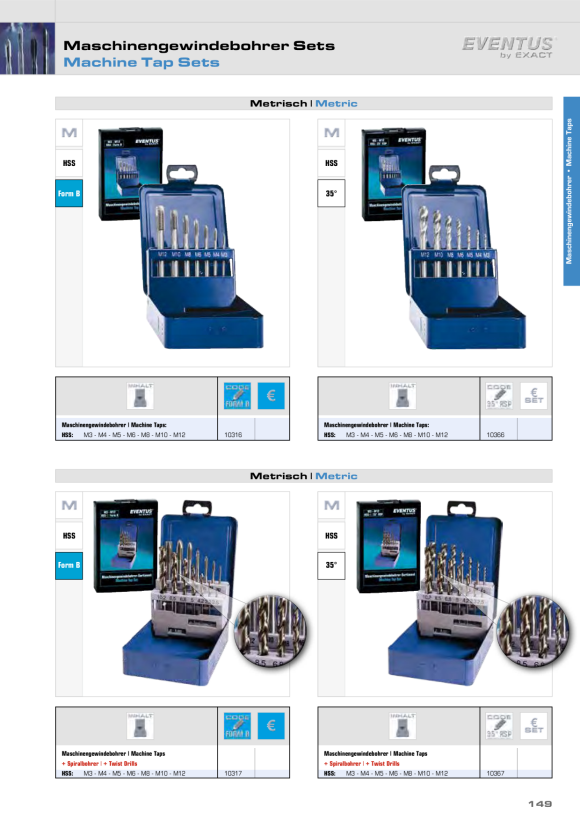 EXACT EVENTUS Handgewindebohrer HMB RSP HSSE M2 10349