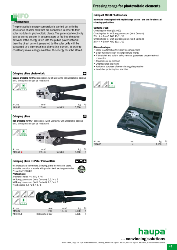 HAUPA  Einsatz HUPstar Photovoltaik 213084/E