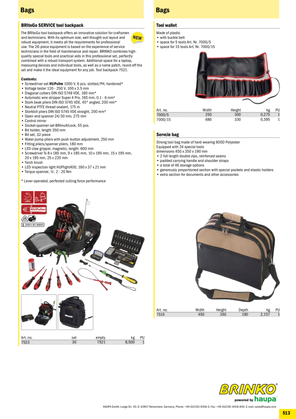 HAUPA  Werkzeugrolltasche 5-teillg 7000/5