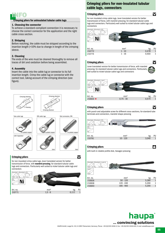 HAUPA  Crimpzange Rohrkabelschuhe 185-400 210840