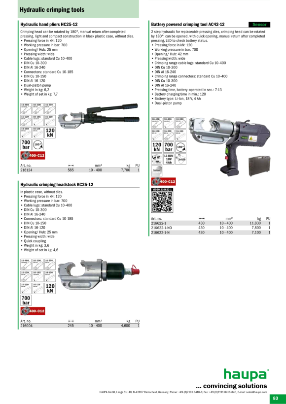 HAUPA  Akkuhydraulik AC25-12; nur Grundgerät 216601-1-N