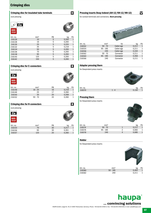 HAUPA Deep indent Punch Al 5070 mm2 Größe 1 216574 4011923532925