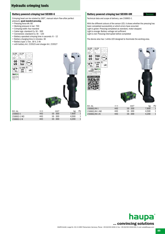 HAUPA  Smart Akkuhydraulik SSD300-6 Sensor 216663/M-1