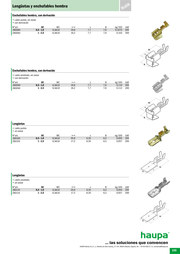 HAUPA  Flachstecker 0,5-1,0/6,3x0,8 280110