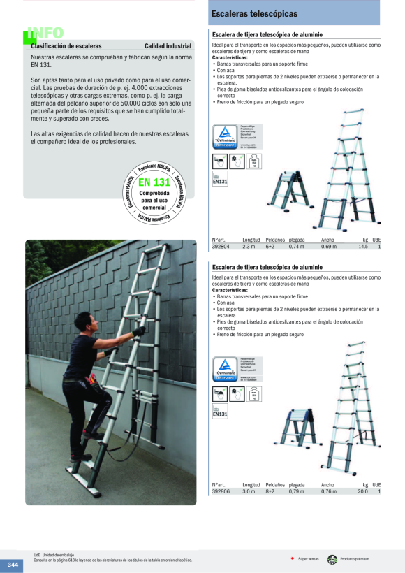 HAUPA  Aluminium Teleskop Stehleiter 2,3 m 392804