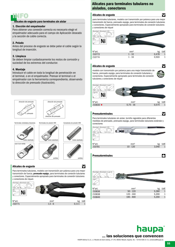 HAUPA  Crimpzange Rohrkabelschuhe 185-400 210840