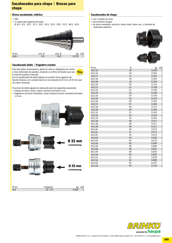 HAUPA  Blechlocher, 41 mm 912/41