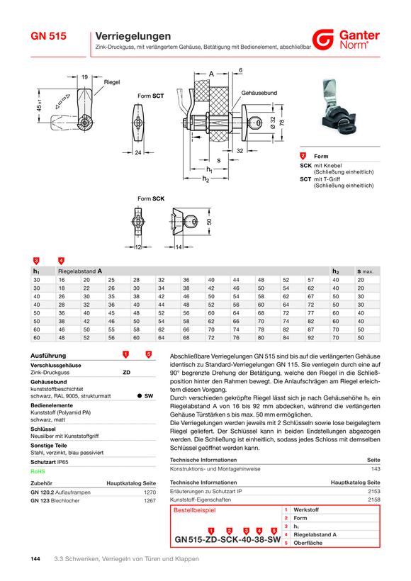 Ganter Hakenverriegelungen, Edelstahl 115.8-HG-18-H1-N-2