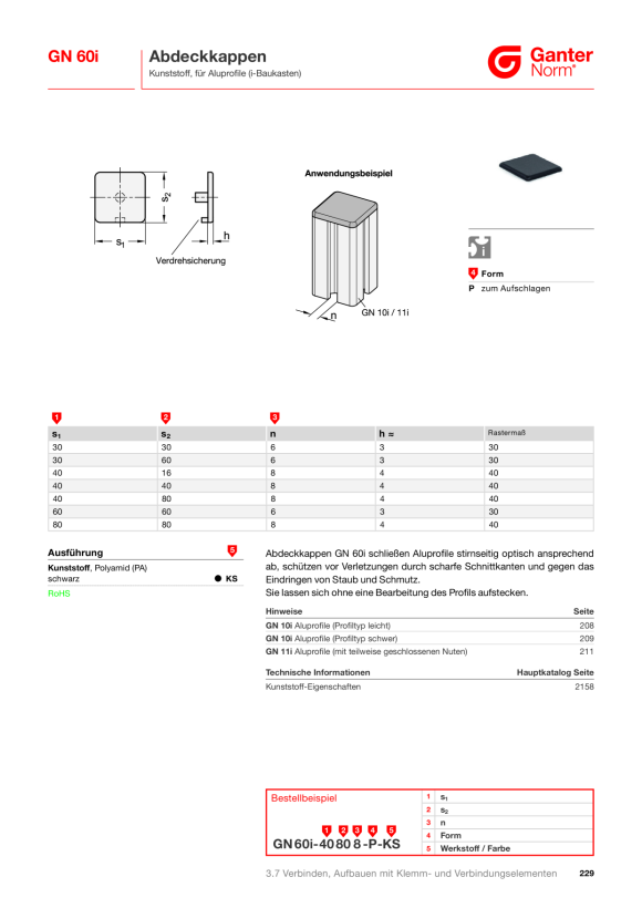 Ganter Abdeckkappen 60B-808010-P-KS