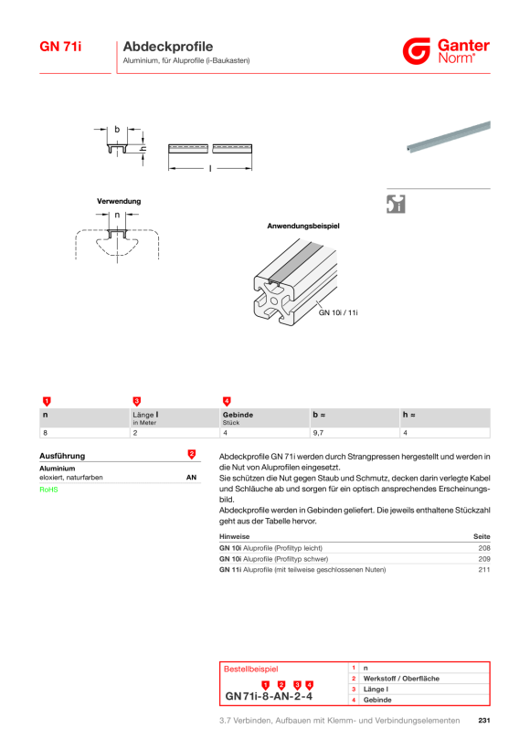 Ganter Abdeckprofile 71I-8-AN-2-4