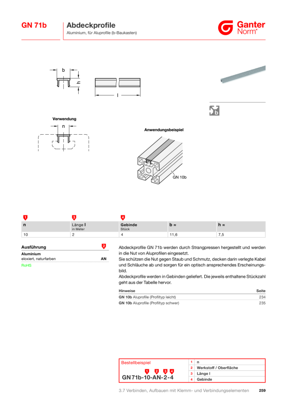 Ganter Abdeckprofile 71B-10-AN-2-4