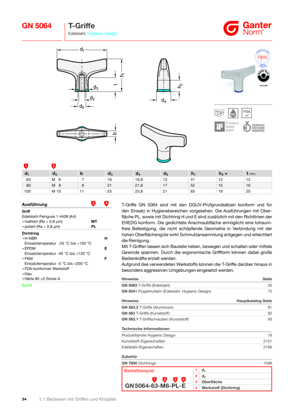 Ganter Bügelgriffe 6284-180-T-2-SU