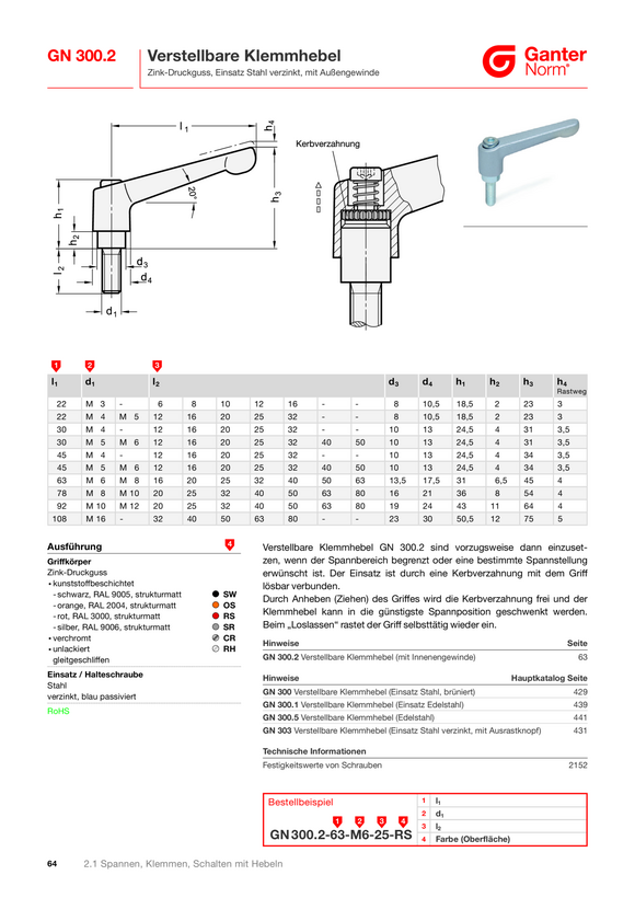 Ganter Sterngriffe 5337.1-63-M12-E-DSW