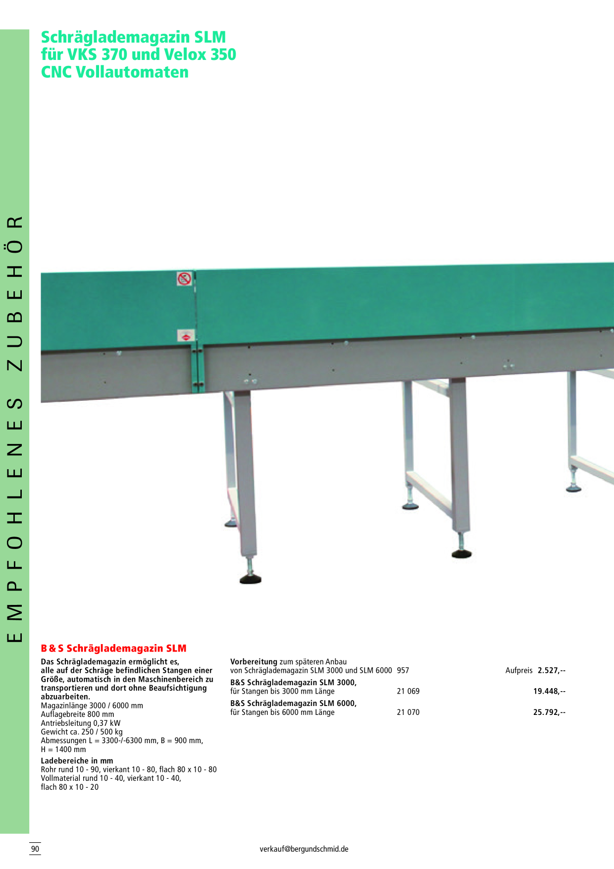 Berg & Schmid Vorbereitung Anbau Schräglademagazin 957