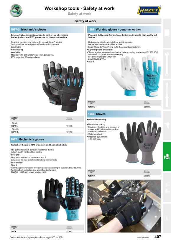 HAZET WORKING GLOVES 1987-1XXL