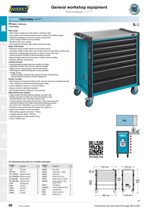 HAZET Tool trolley 179XL-7-RAL7016