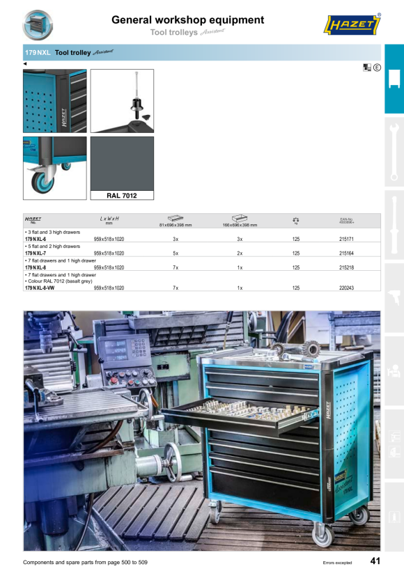 HAZET Tool trolley 179XL-7-RAL7016