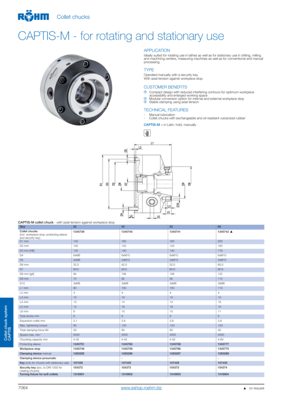 RÖHM Kołnierz uchwytu Kp Iso K5/702-2, Ad146X33 Za95 Lkr120 6Xm8 Fd33 182960