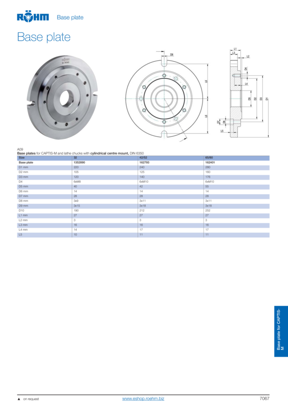 RÖHM Flange Captis-M 65-80 Iso702-, Ad200_H24.5_Fd81_Za160 1349473