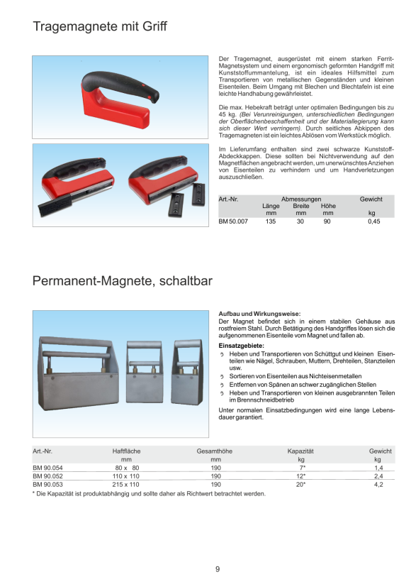 Beloh BM Handmagnet mit Griff 135 x 30 x 90 mm BM 50.007