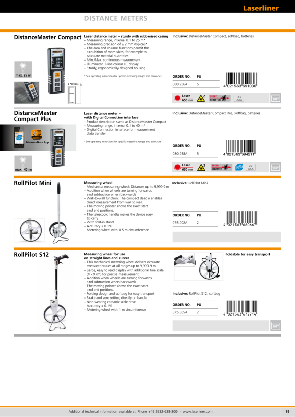 Laserliner DistanceMaster Compact Plus (40m, BLE) 080.938A