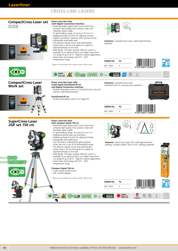 Laserliner SuperCross-Laser 2GP Set 150cm 081.192A