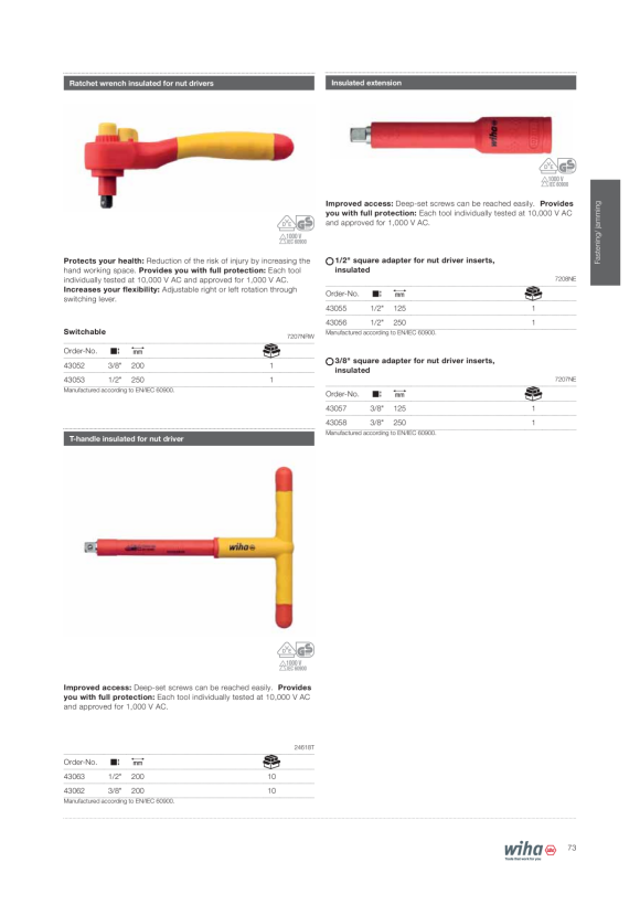 Wiha Steckschlüsseleinsatz isoliert 246 1/4" - 4 x 65 mm 43110