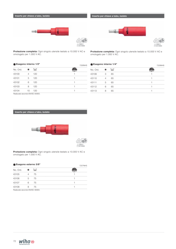 Wiha Steckschlüsseleinsatz isoliert 246 1/4" - 4 x 65 mm 43110
